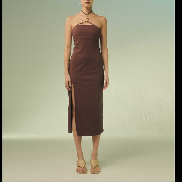 NWT Cult Gaia Castila Embellished Halterneck Midi Dress - Picture 2 of 10